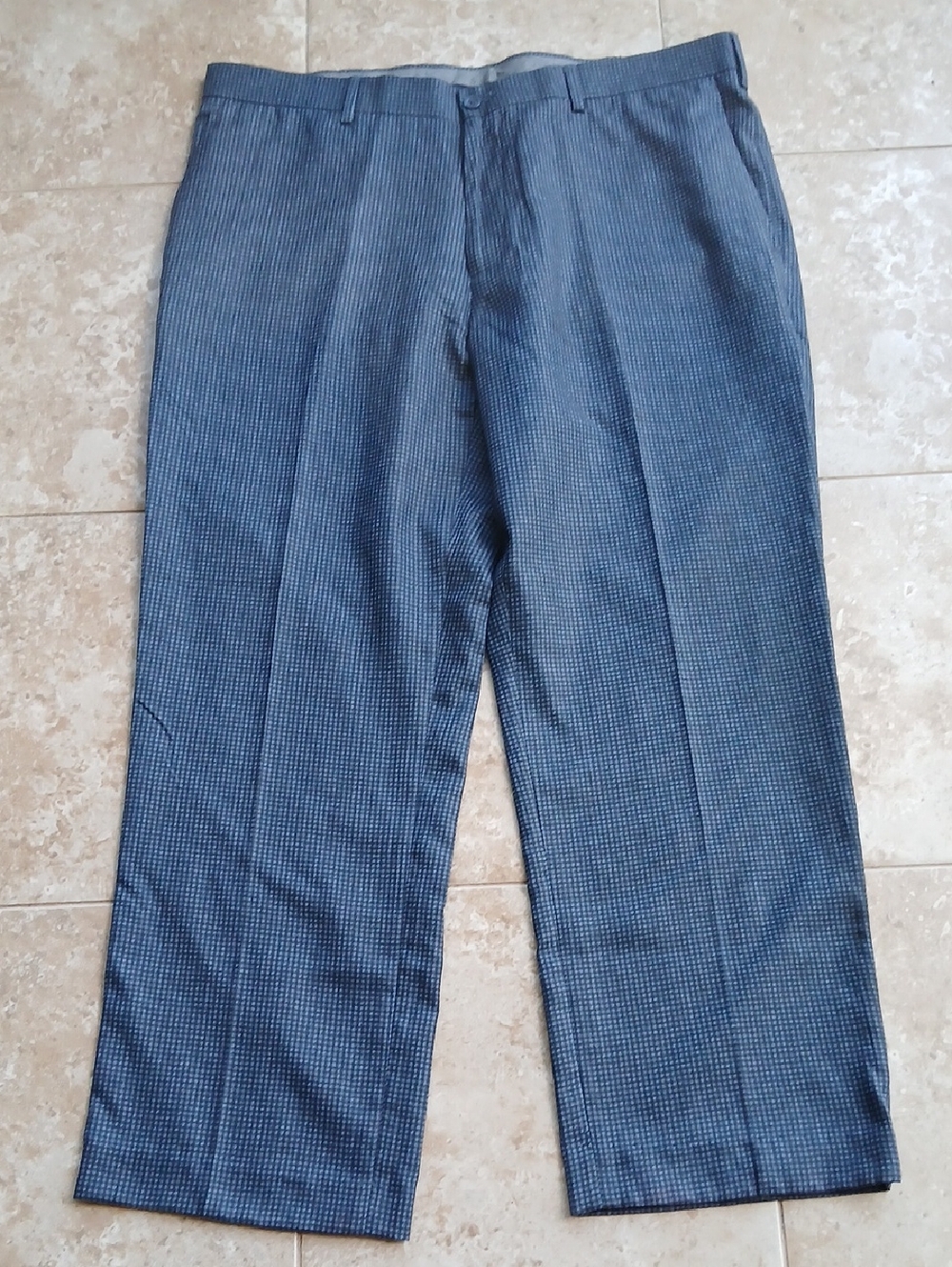 Men's Gray-Blue Microcheck Dress Pants 38 X 30